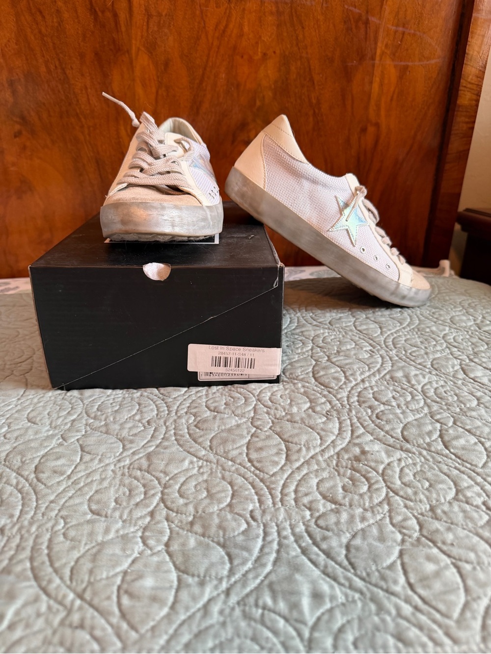 SHU SHOP Paula Lost in Space Sneakers Size 11 White Iridescent Star